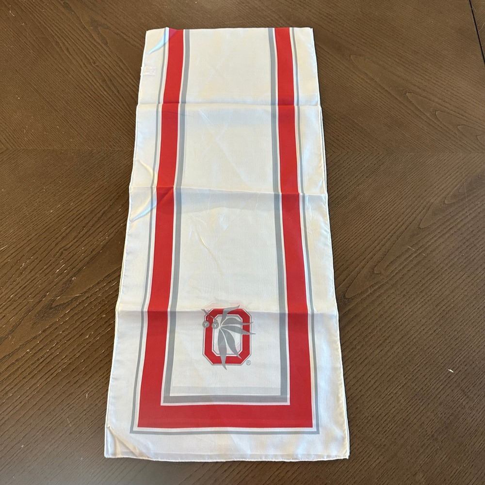 Ohio State Buckeyes Scarf White Red Grey Striped Logo Oblong NCAA Fan Gear